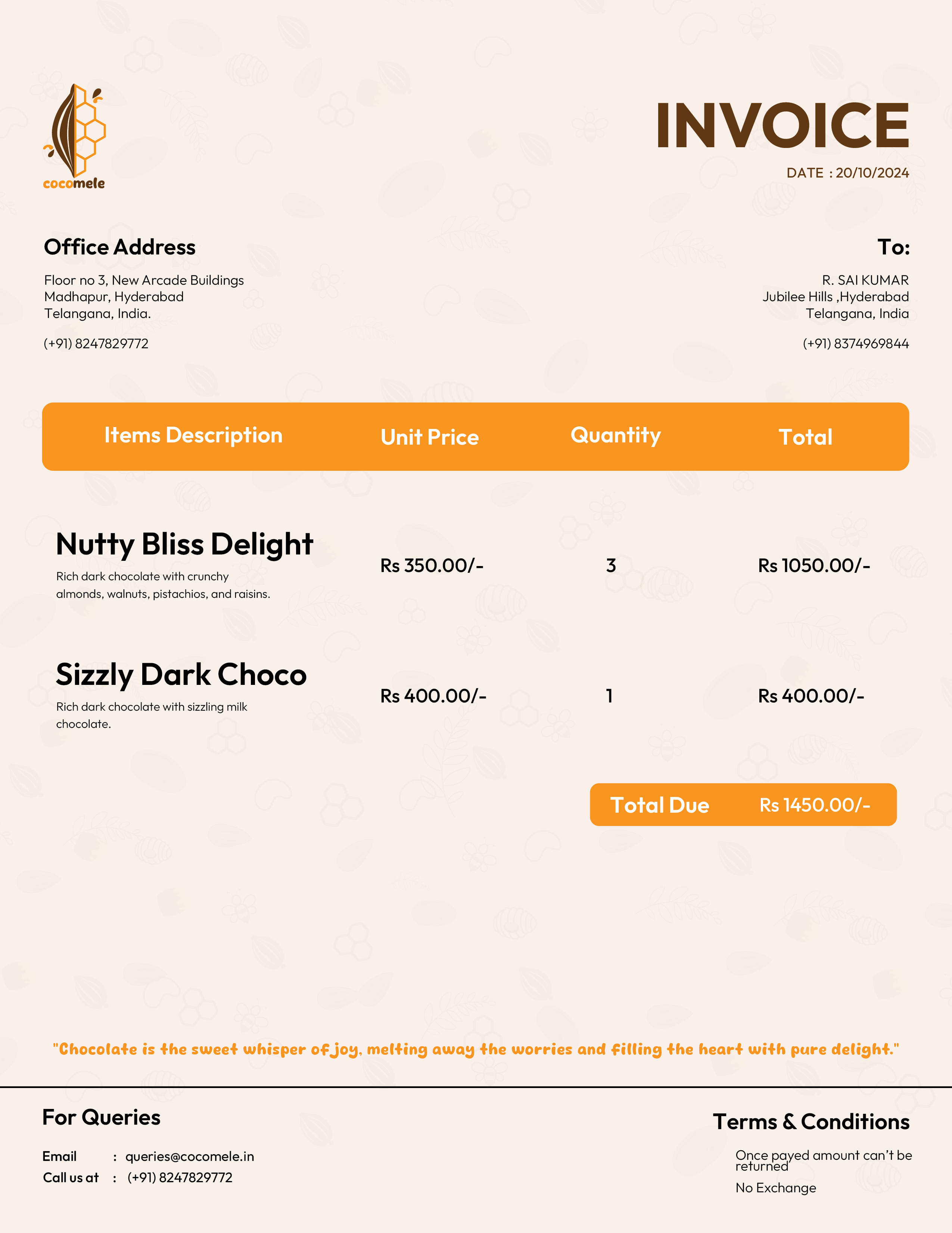 Cocomele Invoice Design